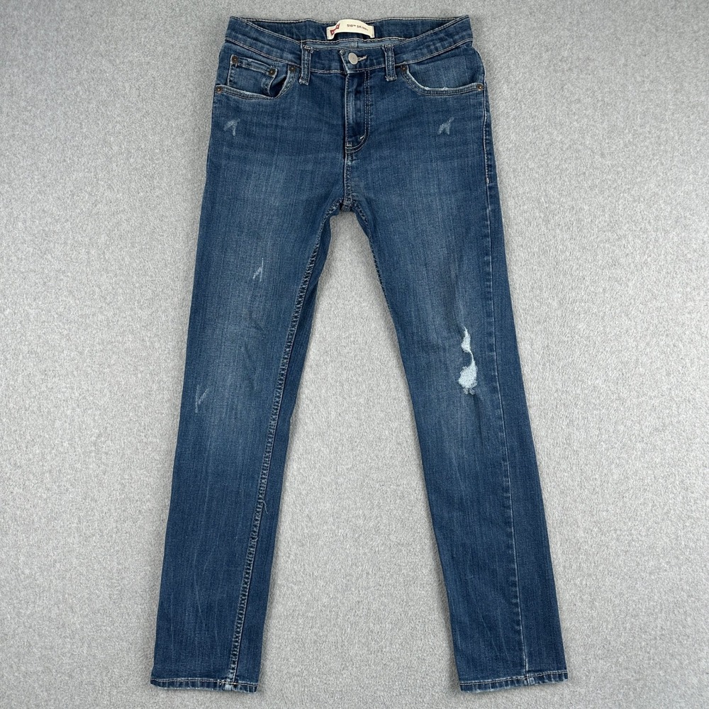 Levis Jeans Womens 16 Blue 510 Skinny Distressed Denim Pants A770-D5F 321